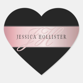 エレガント赤面フェイクバラ金ゴールド |名前とイニシャル ハートシール