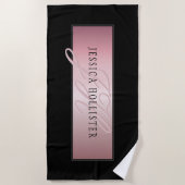 エレガント赤面フェイクバラ金ゴールド |名前とイニシャル ビーチタオル (正面)