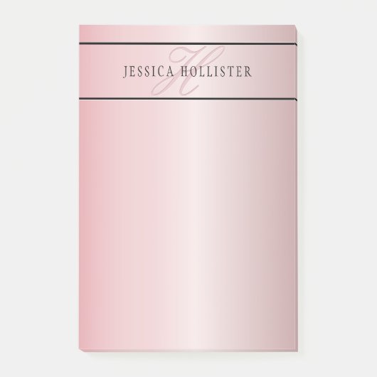 エレガント赤面フェイクバラ金ゴールド |名前とイニシャル ポストイット (正面)