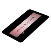 エレガント赤面フェイクバラ金ゴールド |名前とイニシャル マグネット (左側)