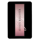 エレガント赤面フェイクバラ金ゴールド |名前とイニシャル マグネット (縦)