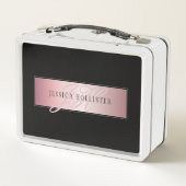 エレガント赤面フェイクバラ金ゴールド |名前とイニシャル メタルランチボックス (裏面)