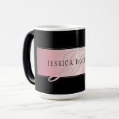 エレガント赤面フェイクバラ金ゴールド |名前とイニシャル モーフィングマグカップ (正面左)