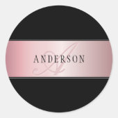 エレガント赤面フェイクバラ金ゴールド |名前とイニシャル ラウンドシール (正面)