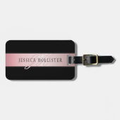 エレガント赤面フェイクバラ金ゴールド |名前とイニシャル ラゲッジタグ (正面横)