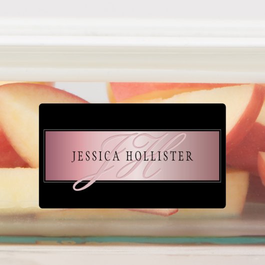 エレガント赤面フェイクバラ金ゴールド |名前とイニシャル ラベル (貼付)