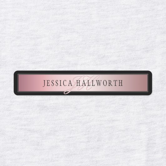 エレガント赤面フェイクバラ金ゴールド |名前とイニシャル ラベル (デザイン1)