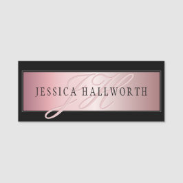 エレガント赤面フェイクバラ金ゴールド |名前とイニシャル 名札