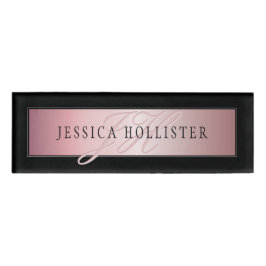 エレガント赤面フェイクバラ金ゴールド |名前とイニシャル 名札