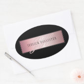 エレガント赤面フェイクバラ金ゴールド |名前とイニシャル 楕円形シール (封筒)