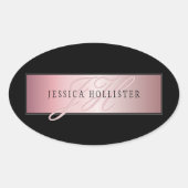 エレガント赤面フェイクバラ金ゴールド |名前とイニシャル 楕円形シール (正面)