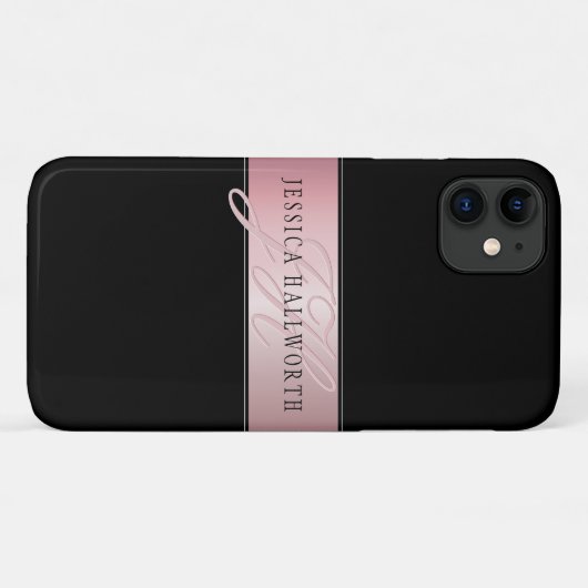 エレガント赤面フェイクバラ金ゴールド |名前とイニシャル Case-Mate iPhoneケース (裏面(横))