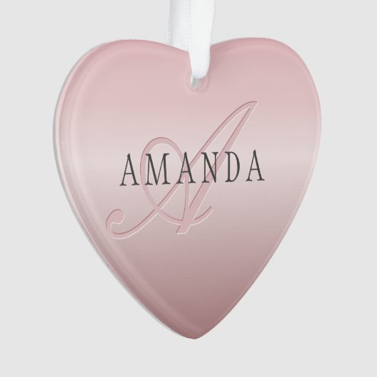 エレガント赤面フェイクバラ金ゴールド |名前とモノグラム オーナメント (正面)