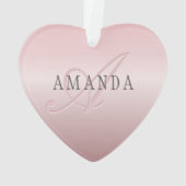 エレガント赤面フェイクバラ金ゴールド |名前とモノグラム オーナメント (裏面)