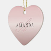 エレガント赤面フェイクバラ金ゴールド |名前とモノグラム セラミックオーナメント (左)