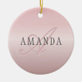 エレガント赤面フェイクバラ金ゴールド |名前とモノグラム セラミックオーナメント (正面)
