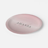 エレガント赤面フェイクバラ金ゴールド |名前とモノグラム ペーパープレート (アングル)