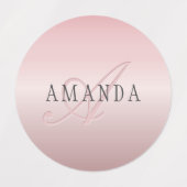 エレガント赤面フェイクバラ金ゴールド |名前とモノグラム ラベル (デザイン1)