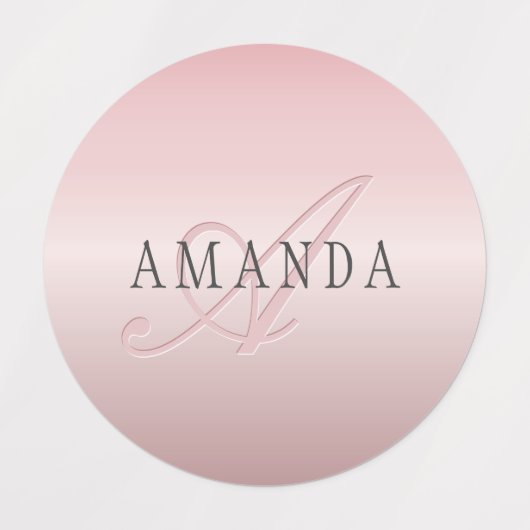 エレガント赤面フェイクバラ金ゴールド |名前とモノグラム ラベル (デザイン4)