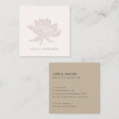 エレガント赤面フォーマルピンクローズ金ゴールドロータスフローラ スクエア名刺 (正面/裏面)