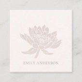 エレガント赤面フォーマルピンクローズ金ゴールドロータスフローラ スクエア名刺 (正面)