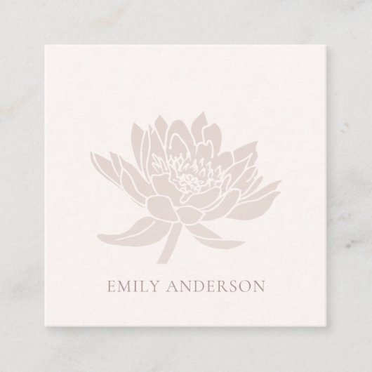 エレガント赤面フォーマルピンクローズ金ゴールドロータスフローラ スクエア名刺 (正面)