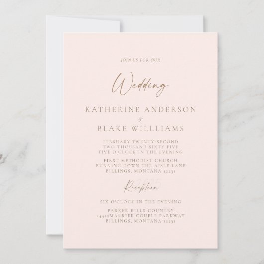 エレガント赤面フォーマル教会結婚式招待状 招待状 (正面)