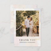 エレガント赤面フラワー結婚フォトサンキューカード サンキューカード (正面/裏面)