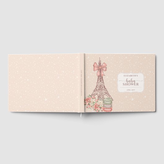 エレガント赤面フランスのベージュベビーシャワーゲストブック ゲストブック (全面)