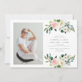 エレガント赤面フローラお祝い 招待状 (正面)