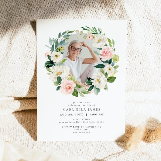 エレガント赤面フローラお祝い 招待状