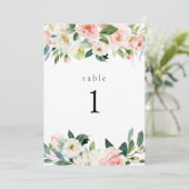 エレガント赤面フローラガーデンテーブル番号カード 招待状 (スタンド正面)