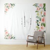 エレガント赤面フローラスクリプト婚約パーティ タペストリー (インサイチュ(横))