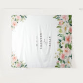 エレガント赤面フローラスクリプト婚約パーティ タペストリー (正面(横))