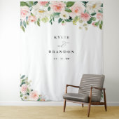 エレガント赤面フローラスクリプト婚約パーティ タペストリー (インサイチュ)