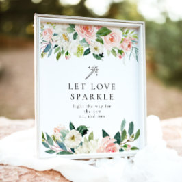 エレガント赤面フローラスパークラー送信オフ標識 ポスター