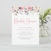 エレガント赤面フローラフォトブライダルシャワー 招待状 (スタンド正面)