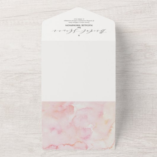 エレガント赤面フローラブライダルシャワーアドバイス オールインワン招待状 (外側)