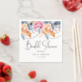 エレガント赤面フローラブライダルシャワーパーティー スタンダードカクテルナプキン (インサイチュ)