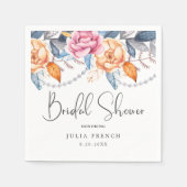 エレガント赤面フローラブライダルシャワーパーティー スタンダードカクテルナプキン (正面)