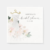 エレガント赤面フローラブライダルシャワー紙 スタンダードカクテルナプキン (正面)