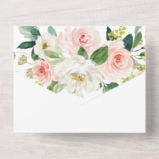 エレガント赤面フローラブライダルシャワー オールインワン招待状 (裏面)