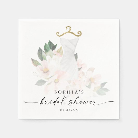 エレガント赤面フローラブライダルシャワー スタンダードカクテルナプキン (正面)