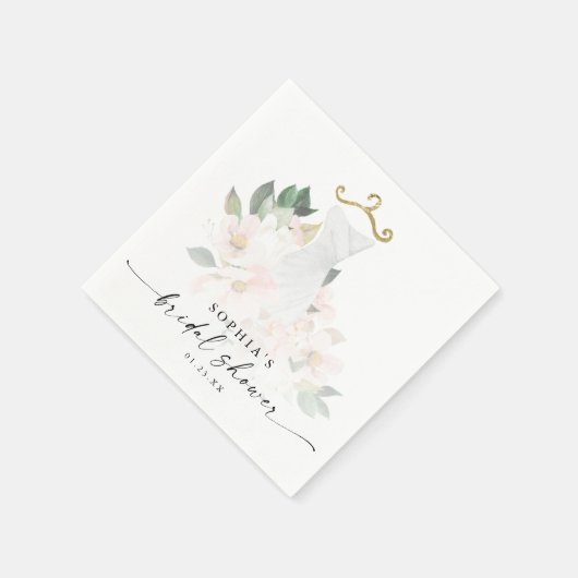 エレガント赤面フローラブライダルシャワー スタンダードカクテルナプキン (角)