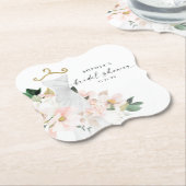 エレガント赤面フローラブライダルシャワー ペーパーコースター (アングル)