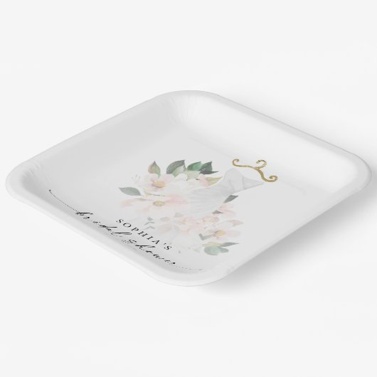 エレガント赤面フローラブライダルシャワー ペーパープレート (傾斜あり)