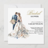 エレガント赤面フローラブライダルシャワー 招待状 (正面)