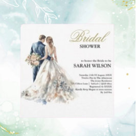 エレガント赤面フローラブライダルシャワー 招待状