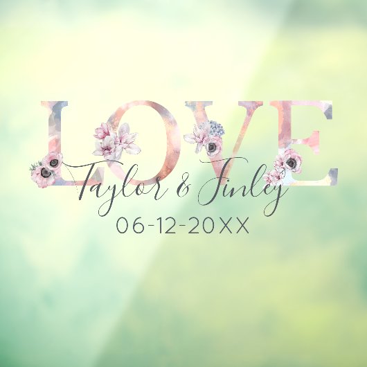 エレガント赤面フローララヴパーソナライズされた結婚ィーズ ウィンドウサイン (シート3)