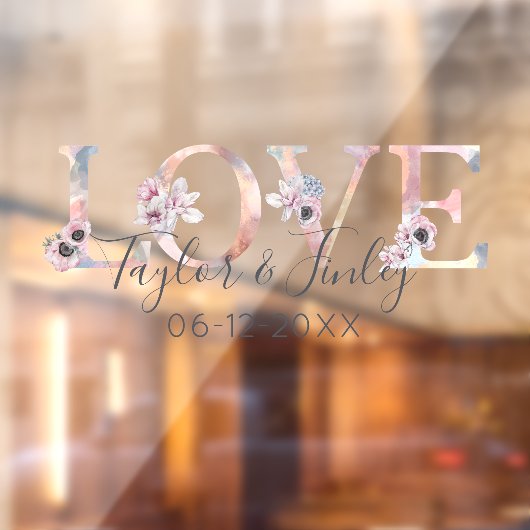 エレガント赤面フローララヴパーソナライズされた結婚ィーズ ウィンドウサイン (シート2)